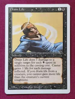 Magic The Gathering REVISED DRAIN LIFE black card MTG - Image 1