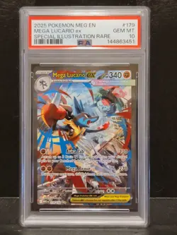 2025 POKEMON MEG EN-MEGA EVOLUTION #179 MEGA LUCARIO EX PSA 10 - Image 1