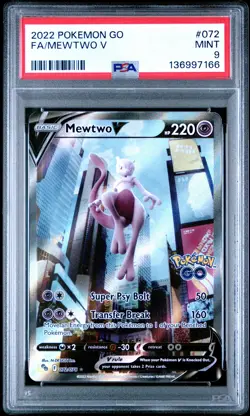 2022 POKEMON GO #072 FULL ART/MEWTWO V PSA 9 - Image 1