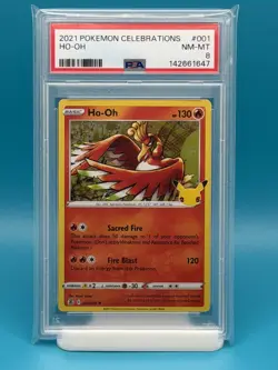 PSA 8 - 2021 POKEMON CELEBRATIONS HO-OH (HOLO) - Image 1
