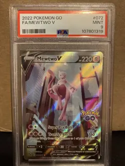 Pokemon Go 2022 FA/Mewtwo v #072 PSA 9 - Image 1