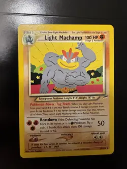 Pokemon TCG Light Machamp 25/105 Neo Destiny Rare Stage 2 100 HP Unlimited 2000 - Image 1