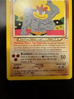 Pokemon TCG Light Machamp 25/105 Neo Destiny Rare Stage 2 100 HP Unlimited 2000 - Image 3