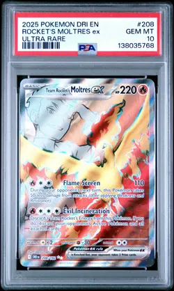 2025 Pokemon Dri En-Destined Rivals #208 Rocket'S Moltres Ex Ultra Rare PSA 10 - Image 1
