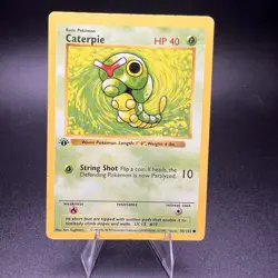 Caterpie 45/102 - 1st Edition Shadowless Base Set - Vintage Pokemon Card - WOTC - Image 1