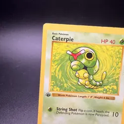 Caterpie 45/102 - 1st Edition Shadowless Base Set - Vintage Pokemon Card - WOTC - Image 3