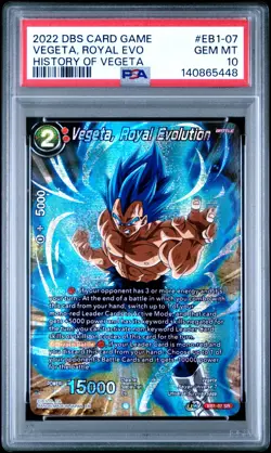2022 DRAGON BALL SUPER CARD GAME #EB1-07 VEGETA, ROYAL EVOLUTION PSA 10 - Image 3
