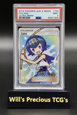 PSA 9 Lana 150/156 Sun & Moon Ultra Prism 2018 Full Art Trainer Pokemon Card - Image 1