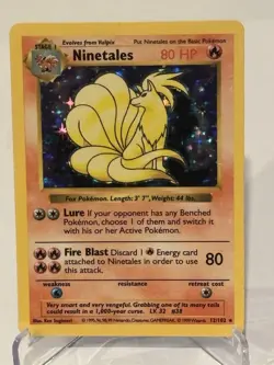 Pokemon Ninetales TCG Base Set Holo Shadowless Rare Card 12/102 - Image 1