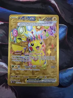 Pokemon TCG SV08 Surging Sparks Pikachu EX Hyper Rare Gold Holo Card 247/191 - Image 1