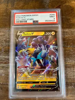 POKEMON 2022 Brilliant Stars RAIKOU V #048 PSA 9 Mint RARE 2 - Image 1