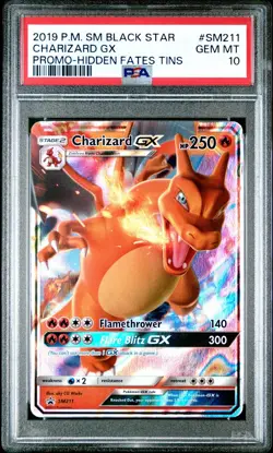 2019 POKEMON SM BLACK STAR PROMO SM211 CHARIZARD GX HIDDEN FATES TINS PSA 10 - Image 1