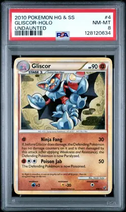 2010 POKEMON HEARTGOLD & SOULSILVER UNDAUNTED #4 GLISCOR-HOLO PSA 8 - Image 1