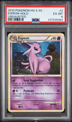 2010 POKEMON HEARTGOLD & SOULSILVER UNDAUNTED #2 ESPEON-HOLO PSA 6 - Image 1