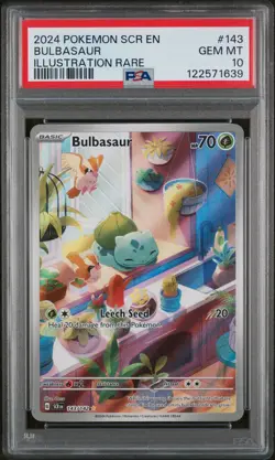 2024 POKEMON SCR EN-STELLAR CROWN ILLUSTRATION RARE #143 BULBASAUR PSA 10 - Image 1