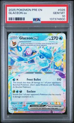 2025 Pokemon Prismatic Evolutions #026 Glaceon Ex - PSA 10 - Image 1