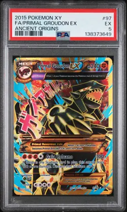 2015 POKEMON XY ANCIENT ORIGINS #97 FULL ART/PRIMAL GROUDON EX PSA 5 - Image 1