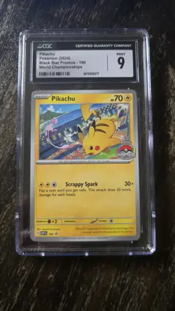 Pokemon 2024 Black Star Promo World Championships Pikachu #190 CGC 9 - Image 1