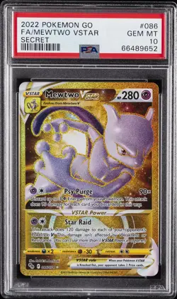 2022 POKEMON GO SECRET #086 FULL ART/MEWTWO VSTAR PSA 10 - Image 1
