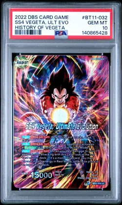 2022 DRAGON BALL SUPER CARD GAME #BT11-032 SS4 VEGETA, ULTIMATE EVOLUTION PSA 10 - Image 3