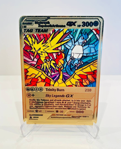 Pokemon Karte Moltres Zapdos Arktos GX Gold Metallkarte – TAG TEAM –Geschenkidee - Image 1