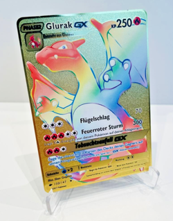 Pokemon Karte Glurak GX Gold Metallkarte – Rainbow Fan-Edition – Geschenkidee - Image 2