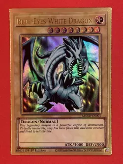 YuGiOh Blue-Eyes White Dragon Rare 1st Edition MGED-EN001 Maximum Gold El Dorado - Image 1