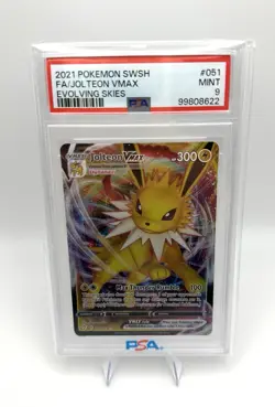 2021 Pokemon SWSH Jolteon Vmax #051/203 Full Art PSA 9 Mint Evolving Skies - Image 1