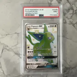 2019 POKEMON SUN & MOON HIDDEN FATES #SV60 FULL ART/ESPEON GX PSA 9 - Image 1