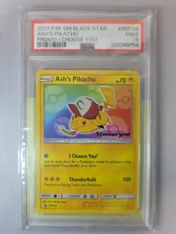 Pokemon 2017 Ash's Pikachu SM108 Black Star Promo I Choose You Sealed PSA 9 - Image 1