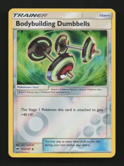 Bodybuilding Dumbbells 113/147 Uncommon Burning Shadows Pokemon Reverse Holo NM - Image 1