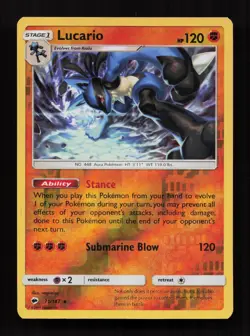 Lucario 71/147 Holo Rare Burning Shadows Pokemon Reverse Holo Near Mint - Image 1