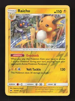 Raichu 41/147 Holo Rare Burning Shadows Reverse Holo Lightly Played - Image 1