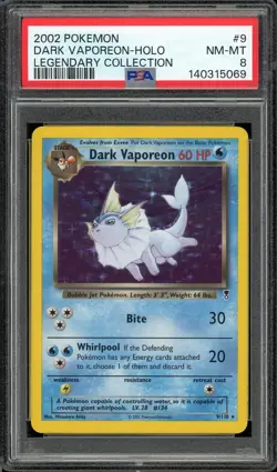 Pokemon Dark Vaporeon Legendary Collection Holo Rare #9 PSA 8 Near Mint - Image 1