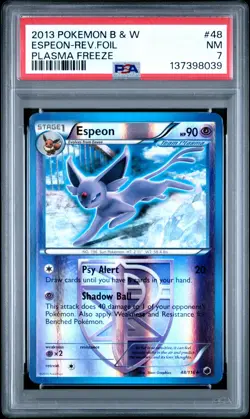 2013 POKEMON PLASMA FREEZE ESPEON #48 REVERSE FOIL PSA 7 NM #137398039 - Image 1