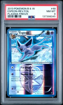 2013 POKEMON PLASMA FREEZE ESPEON #48 REVERSE FOIL PSA 8 NM #137398045 - Image 1