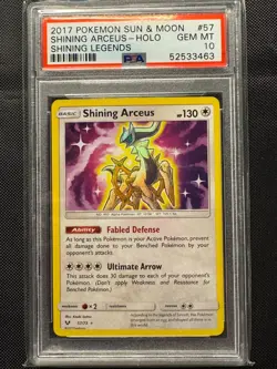 PSA 10 POKEMON SUN & MOON SHINING ARCEUS #57 Holo Shining Legends - Image 1
