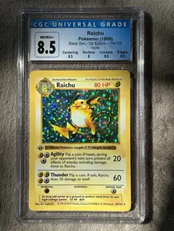 Pokemon 1999 Raichu Base Set Shadowless 1st Edition 14/102 CGC 8.5 NM/Mint - Image 1