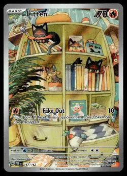 NM SV05: Temporal Forces Litten Illustration Rare 167/162 Pokemon TCG - Image 1