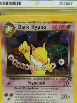 Pokemon Team Rocket Set 2000 Holo Dark Hypno 9/82 Ace Graded 8 NM-MT - Image 2