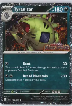 Tyranitar Paldea Evolved Stamped 135/193 NM Cosmos Holo Pokemon Card - Image 1