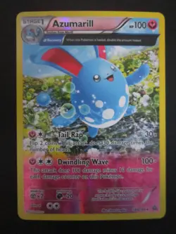 AZUMARILL FULL ART HOLO POKEMON CARD 104/160 PRIMAL CLASH NEVER PLAYED NM- - Image 1