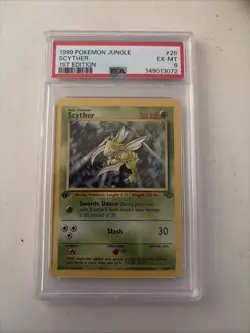1999 Pokemon Jungle Scyther 1st Edition Non-Holo Card #26 PSA 6 - Image 1