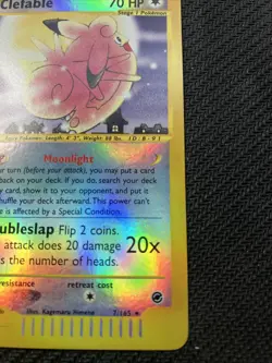 2002 Pokemon Expedition Clefable Reverse Holo 07/165 Rare E-reader - Image 2