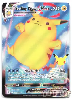 Surfing Pikachu VMAX 009/025 Holo Rare VMAX Celebrations Pokemon NM - Image 1