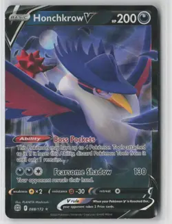 Honchkrow V 088/172 Holo Rare V Brilliant Stars Holo Lightly Played - Image 1