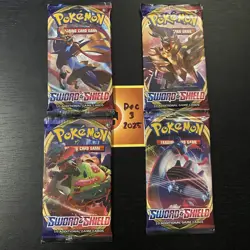 POKEMON SWORD & SHIELD: BASE - 4x Booster Packs - Art Set - Factory Sealed - TCG - Image 1