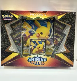 Pokemon TCG: Shining Fates Pikachu V Collection Box New 4 Packs 820650828690 - Image 1