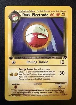 Dark Electrode 34/82 1st Edition Team Rocket Pokemon Card Vintage - Image 1