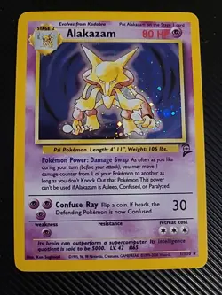 Alakazam 1/130 - Base Set 2 Pokemon Card WOTC Vintage Holo Rare NM - Image 1